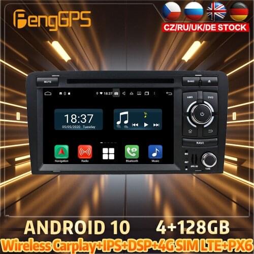 128G Android10 PX6 DSP For Audi A3 2006 2007 2013 Car DVD GPS Navigation Auto Radio Stereo Video Multifunction CarPlay HeadUnit