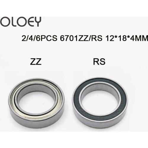 2/4/6PCS 6701RS 12*18*4(mm) Free Shipping Bearing ABEC-5 6701ZZ/RS Chrome Steel Bearing Metal Sealed Bearing Thin Wall Bearing