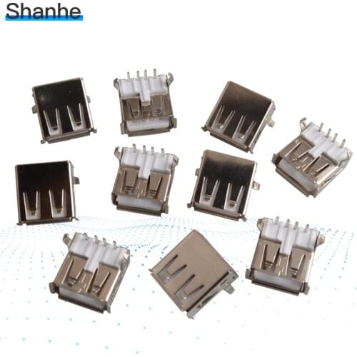 Type A USB 2.0 Female AF90 Degrees 4 Pin Female Socket Connector Data Transmission Charging Plug Adapter PCB SDA Cable