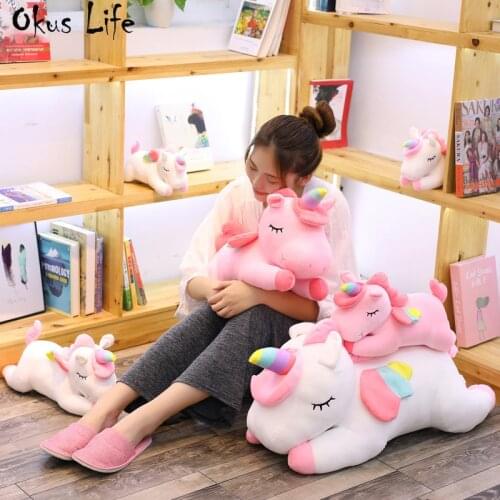 40/55/65/80cm Soft Unicorn Plush Toy Kids Sleeping Pillow Baby Doll Animal Stuffed Plush Toy Children Girls Birthday Xmas Gift