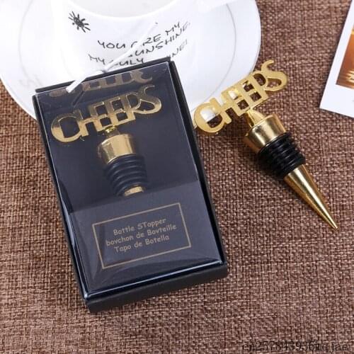 40pcs Cheers Wine Bottle Stopper Golden Wedding Souvenirs Favors for Birthday Party Gifts Wedding Favors