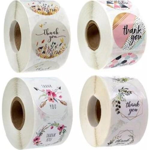 500pcs/roll thank you of design flowers thank you stickers for Christmas stickers scrapbooking packaging seal labels stationery