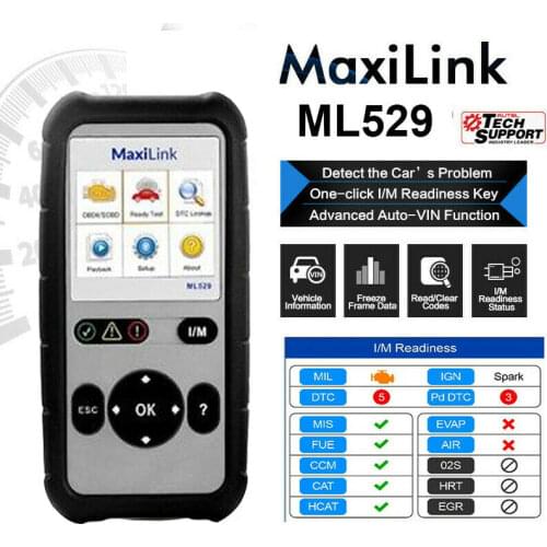 Autel MaxiLink ML529 OBD2 Scanner Diagnostic Tool OBDII OBD OBD2 Auto Check Engine Light DIY Fault Code Reader As AL529 PK AL519