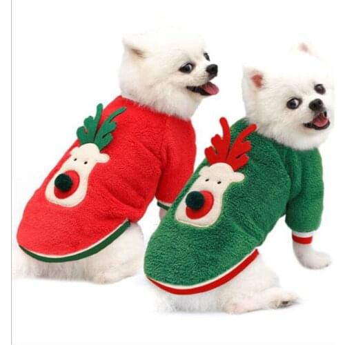 Bulldog pet dog cat cat Velvet deer face Christmas teddy bear autumn/winter clothing supplies