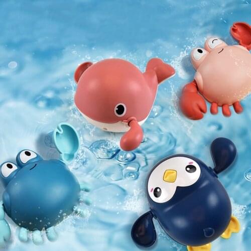Baby Bath Toys Animal Cute Cartoon Tortoise Crab Classic Baby Water Toy Swim Turtle Wound-up Chain Clockwork Kids Beach Bath Toy