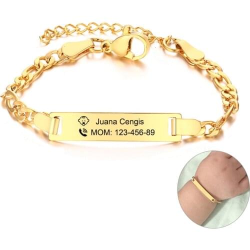 Kids Personalized Engrave Bracelets for Baby Anti Allergy Stainless Steel Custom Infant Baptism Gifts Jewelry
