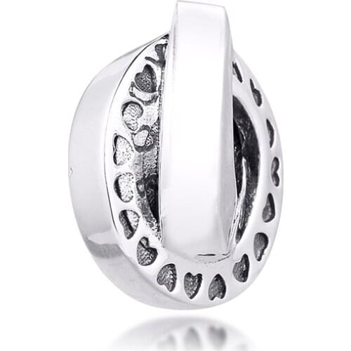 DIY Fits for Pandora Charms Bracelets Signature Heart Bands Spacer Beads 100% 925 Sterling-Silver-Jewelry Free Shipping