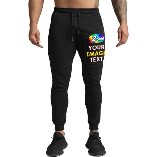 Add Your Logo Design Mens Customized Jogger Gym Workout Sweatpants with Towel Loop