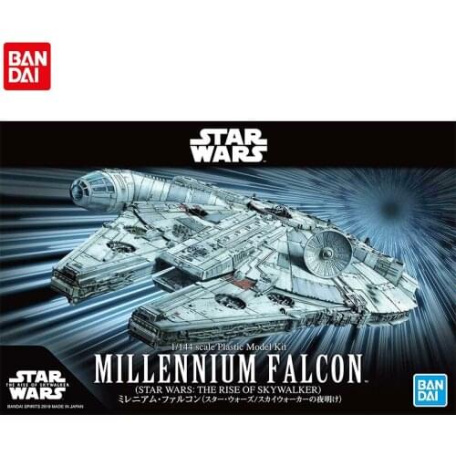 Bandai Hobby Anime Figure Star Wars 1/144 Assembly Model Millennium Falcon Rise of Skywalker PVC Action Toys Collection Kid Gift