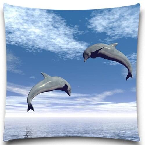 JUMPING DOLPHIN Throw Pillow Case cotton polyester Sofa for Bedding Wedding Home Decorative 18*18 inch 5 size 9 style