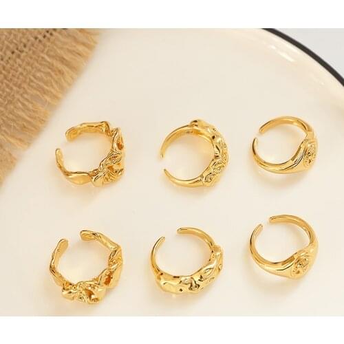 2pcs Hot Style ins niche Copper plating retro style beauty head wild ring finger ring diy handmade jewelry Accessories material