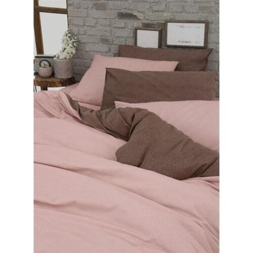 The Fabric Two Colors Powder Brown Double Duvet Cover Set 200x220 Queen Size Turkish Made Cotton-Terry Cotton