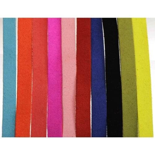 Leather cords bracelets keychain braided handicrafts diy imitate pu 10mm wide flat double suede candy color jewelry findings 10m