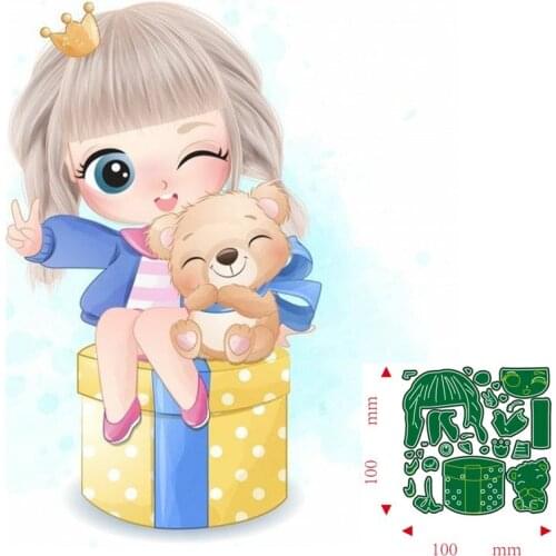 Metal Cutting Dies Girl and bear DIY Scrapbooking Paper Cards Decorative Craft Embossing