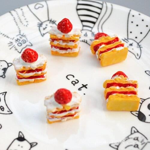 6Pcs Napoleon Sandwich Strawberry Cake Diy Lizun Slime Supplies Accessories Slime Filler Miniature Resin Kids Plasticine Gift