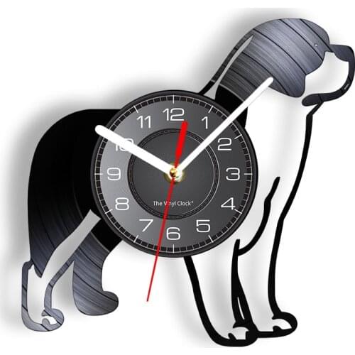 Saint Bernard Dog Vinyl Record Wall Clock For Pet Shop Puppy Dog Breed Album LP Record Home Decor St Bernard Lover Owner Gift