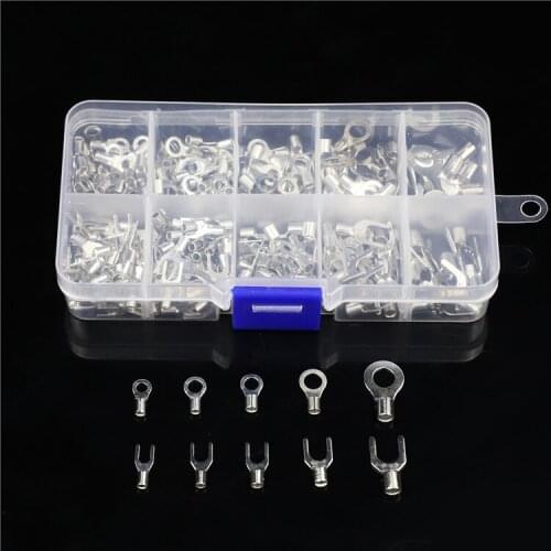 Bare Terminal 140 PCs Box OT/UT Fork-shaped Round Bare End Copper Nose Terminal Combination Set