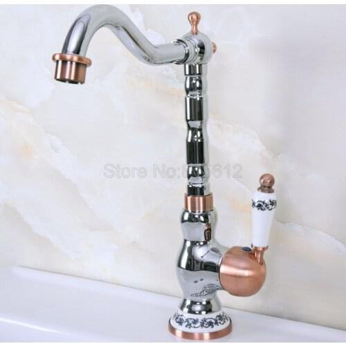 Polished Chrome Faucet Kitchen Sink Mixer Swivel Spout Bathroom Basin Tap Deck Mounted tnf908