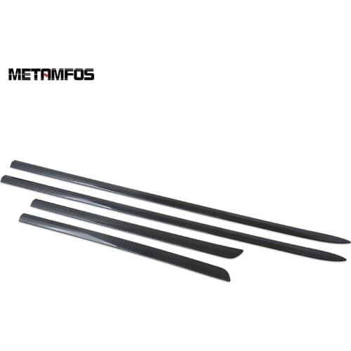 For Tesla Model 3 2018-2021 Carbon Fiber Side Door Strip Body Skirts Molding Trim Decoration Exterior Accessories Car Styling