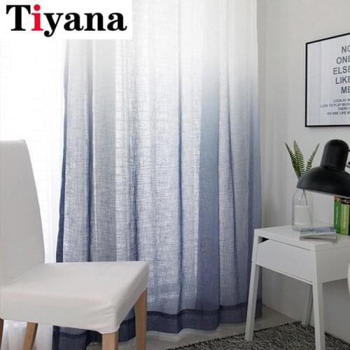 Yellow Gradient Tulle Curtains For Living Room Romantic Wedding Room Blue Bedroom Tulle Solid Gradient Fabric ZH473Y