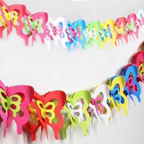Rainbow Color Cartoon Flower Paper Garland Kids Birthday Party Banner Flag Pennants Kindergarten Bedroom Decor Supplies