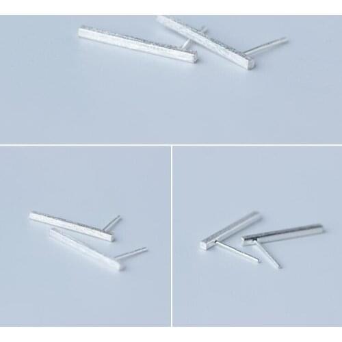 Jisensp Silver Plated Earrings Simple Design Geometric Single Bar Stud Earrings Fashion Jewelry for Women Girls Party Gift
