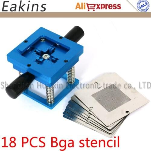 Free Shipping Blue BGA Reballing Kit 90*90mm BGA Reballing Station With Hand Shank Gift 18/PCS BGA Universal Stencil