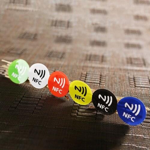 57EC 6PCS NFC Tags Stickers Anti Metal Ntag213 Adhesive Label Metallic Sticker Universal RFID Tag for NFC Mobile Phones