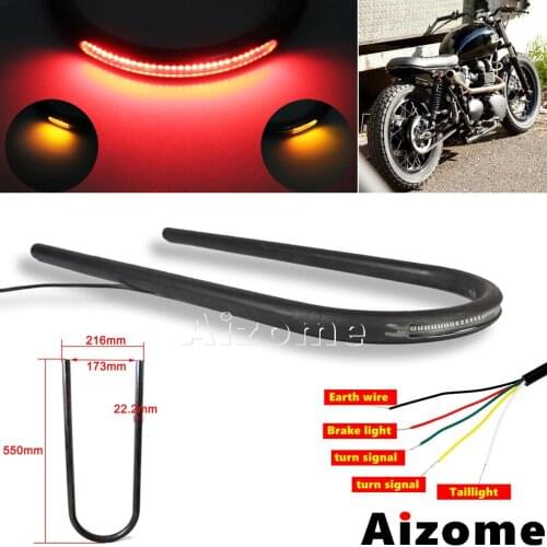 550mm LED Stop Light Rear Seat Tail Frame Hoop For Honda Yamaha Suzuki CB CG XJ GT GS Cafe Racer 7/8" Seat Frame Hoop Brat Tube