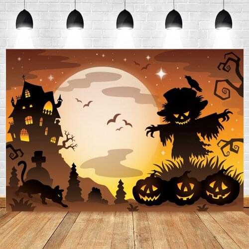 Yeele Halloween Backdrop Photography Moon Cat Castle Pumpkin Lantern Background Baby Birthday Photocall Photo Studio Photophone