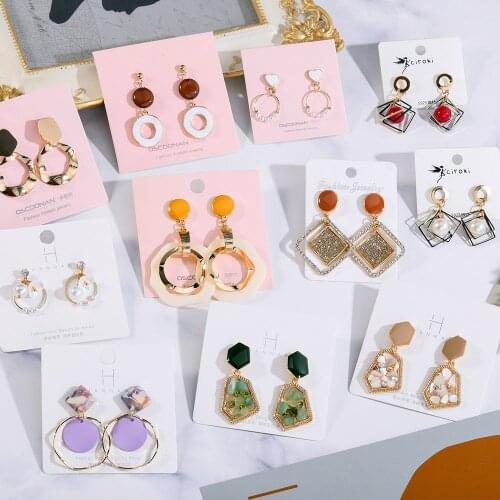 ZWC New Design Earring Irregular Geometric Acrylic Long Big Earrings For Women 2020 Korean Dangle Jewelry Elegant Pendientes