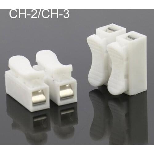10PCS White Color CH-2 CH-3 Wire Terminal Connector 2Pins 3pin Voltage 250V Wiring Block Splice Lock Electrical Cable