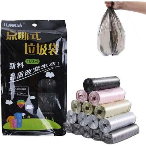 100 Packs Garbage Bags Household Thickening Disposable New Material Point Broken Black Plastic Garbage Bags