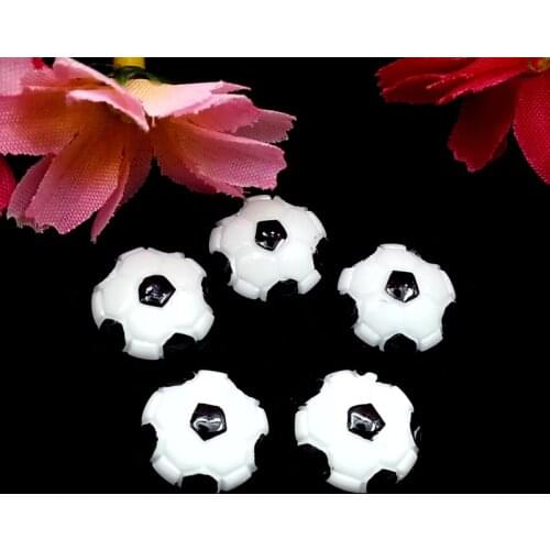 100pcs/Lot 15mm Footbal Soccer Resin Flatback Cabochon Sport Ball Flat Back Scrapbooking DIY Decor for Hair Bow Center Embellis