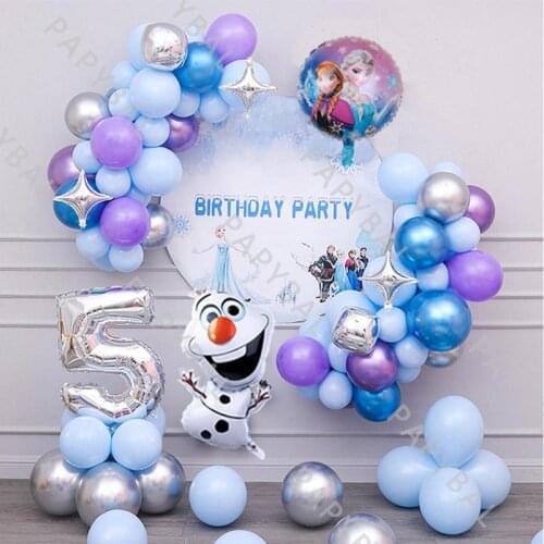 101Pcs Disney Frozen Elsa Princess Party Balloon Set 32inch Number Balloon Arch Garland Kit DIY Baby Shower Kids Birthday Decor