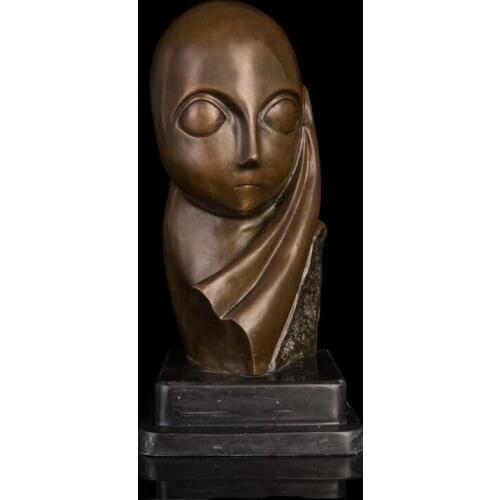 28 cm Western Art deco pure Bronze Mlle Pogany Women Girl Art Ornament Sculpture