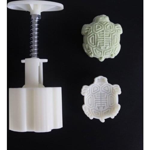 50g Moon Cake Mold Turtle Stamp Barrel Mooncake Hand Pressure Pastry Mould DIY Bakware Mid-autumn Festival