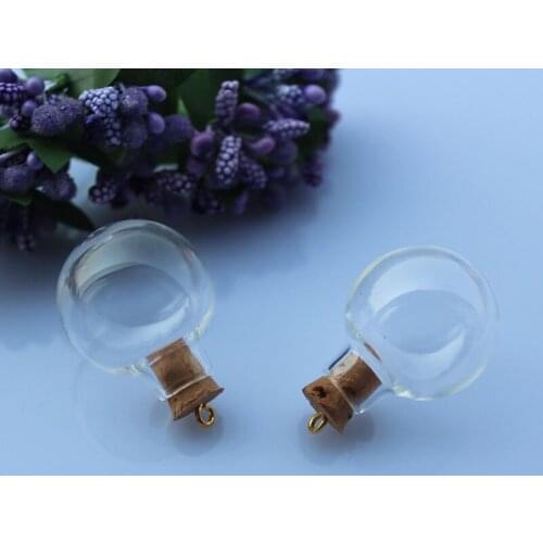 6pcs/Lot 24.5mm transparent ball glass jars with cork pendant wishing bottle charm/drift bottles DIY accessories supplies