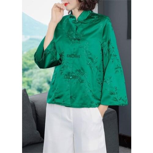 Free shipping autumn big size Chinese style bamboo embroidered cheongsam style jacket outerwear for women