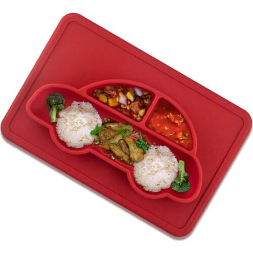 Baby Silicone Car Shape Placemat Plate Tableware Children Food Container Dishes Infant Feeding Kids Feed Plate Tray Utensil
