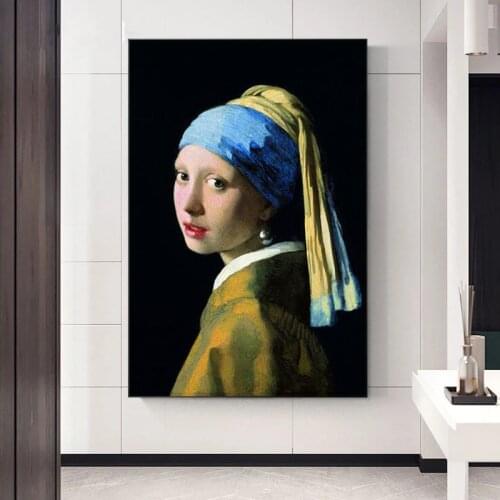 The Girl With A Pearl Earring Famous Wall Paintings Reproductions By Jan Classical Portrait Art Canvas Prints Home Decor