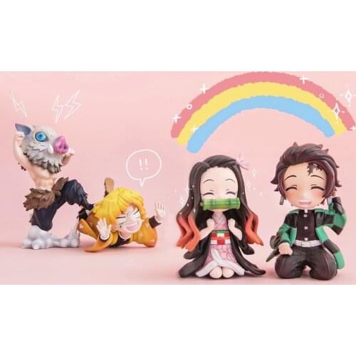 Anime GK Figure Demon Slayer Kimetsu No Yaiba Kamado Nezuko Agatsuma Zenitsu Cute Toys for Kids Collectible Model PVC Doll