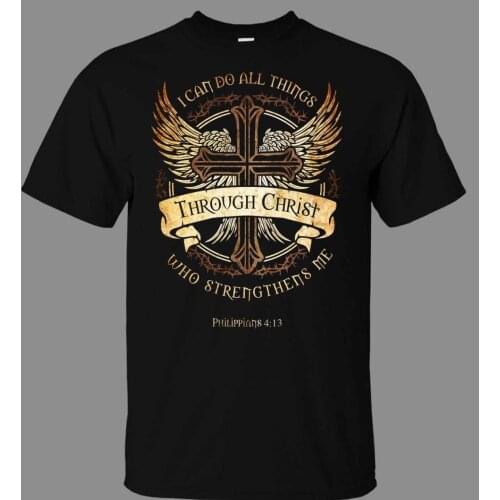 Philippians 4:13 Christian T-Shirt - Direct From New Fashion Graphic Letter Men Casual Cotton Short Sleeve T Shirt