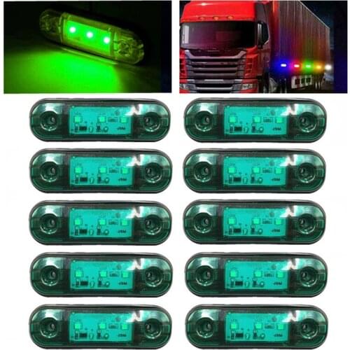 10PCS Green Side Lights Truck Lights 24v Marker Lights Trailer LED 24v Truck Side Marker Light Trailer LED Lighting