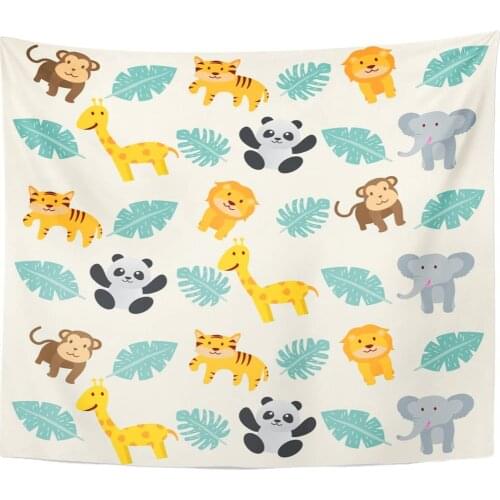 Tapestry Nursery Fun Summer Animal Zoo Room Baby Bedcover Clip Tapestries Wall Hanging for Living Room Bedroom Dorm