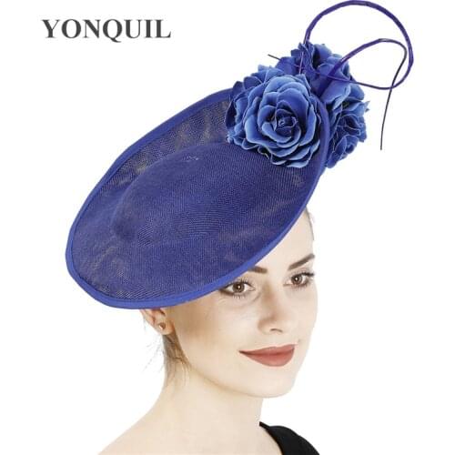 Bride Wedding Big Fascinator Hat With Fancy Falower Hats For Women Party Occasion Derby Headpiece Formal Dress Headwear Headband