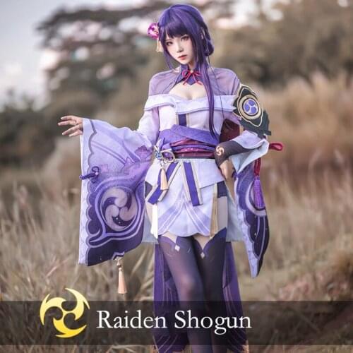 Game Genshin Impact Raiden Shogun Cosplay Costume Baal Raiden Shogun Cosplay Costume Sexy Women Uniform Dress Full Set
