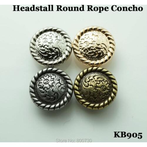KB905) 10pc 3/4''(2.0cm) Western Headstall Round Rope Concho Leathercraft
