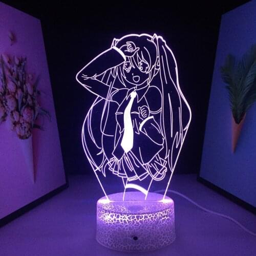 Beautiful Girl Figure Ornaments 3D LED Lamp Acrylic Panel White Cracked Base for 7 Color Changes With Remote Control Night Light