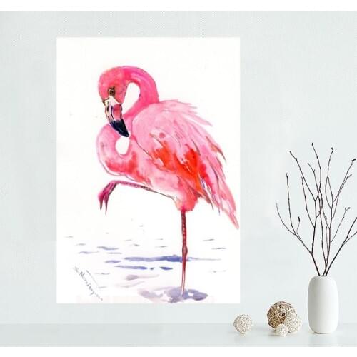Nice Flamingo Canvas Poster Bedroom Home Decoration Wall Poster Art Print Silk Fabric Gift For Friend 50x75CM,60x90CM